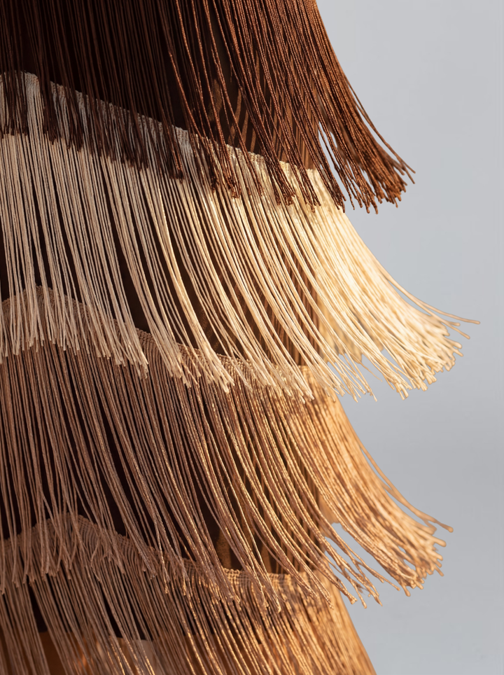 Chic long sleeve V-neck tiered fringe midi dress for women, suitable as a formal evening or party outfit.