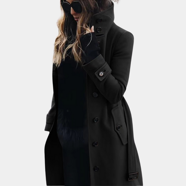 Classic women's trench coat, an elegant and timeless outerwear staple for any sophisticated fall ensemble.