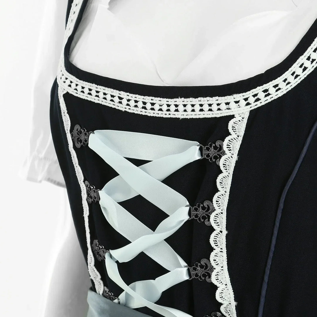 Authentic women's traditional Bavarian Dirndl dress, ideal cultural clothing for festive occasions.