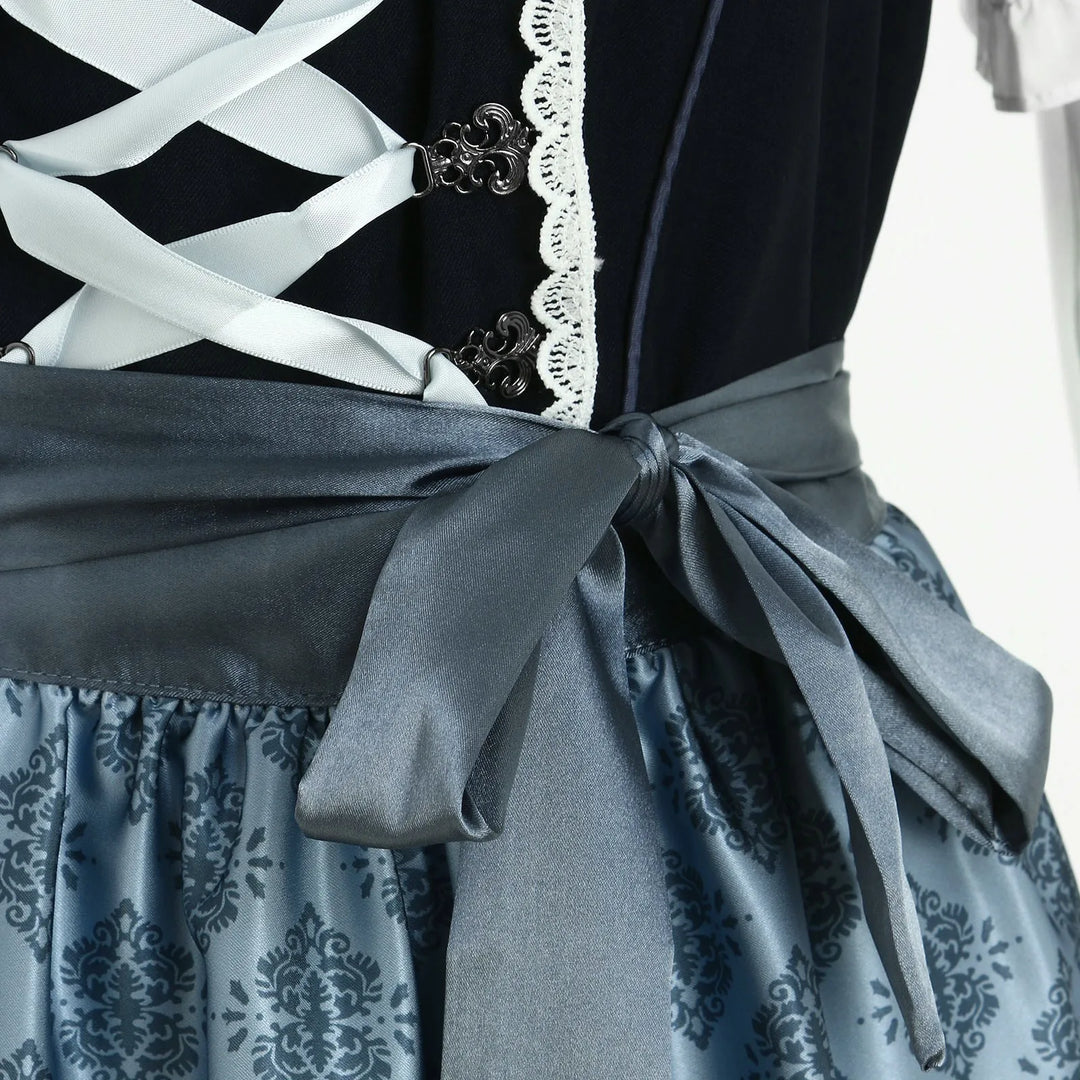 Elegant women's Dirndl dress, traditional Bavarian attire for Oktoberfest & festive occasions.