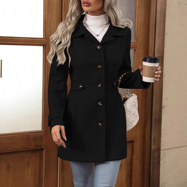 Classic women's trench coat, ideal for office wear, featuring an adjustable belt and smart notch collar.
