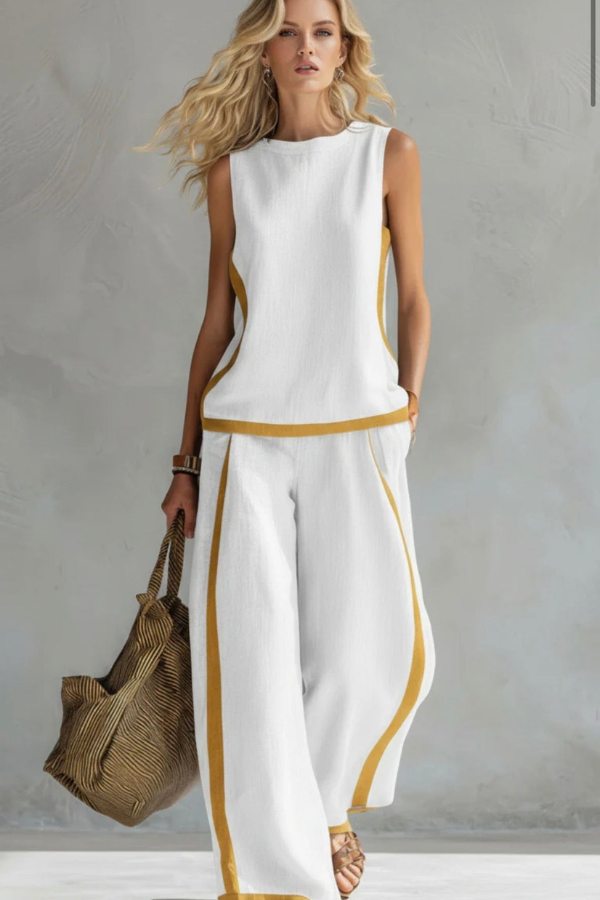 Stylish women's co-ord set in a vibrant summer color, an elegant two-piece matching outfit for versatile wear.