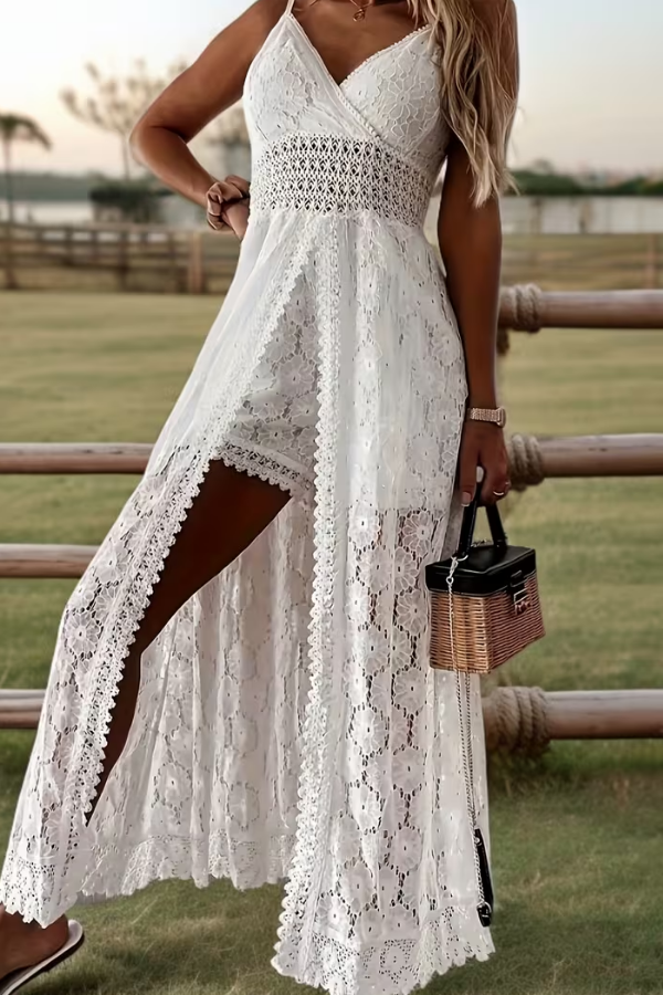 Elegant women's V-neck wide leg jumpsuit, perfect for party, evening, or formal occasion wear.