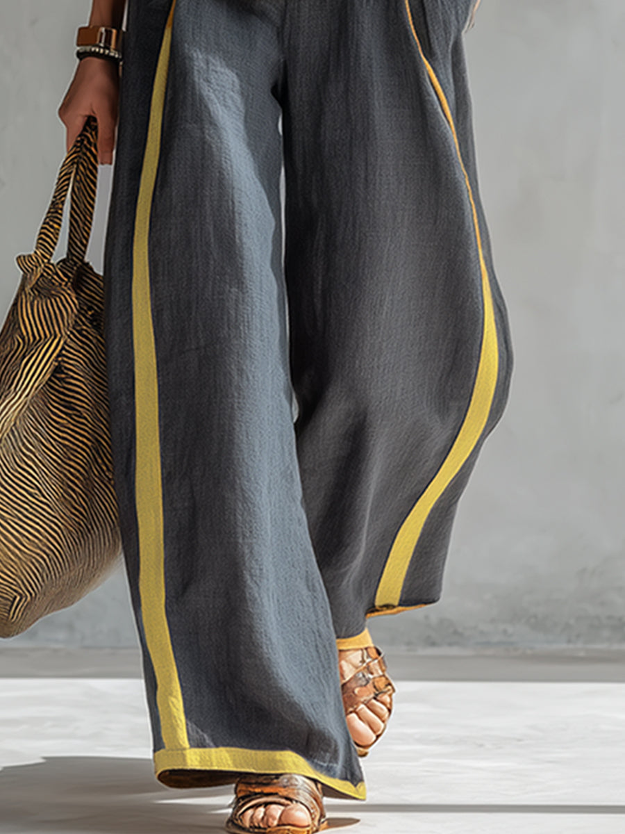 Women's elegant vest and pants matching set. Versatile two-piece outfit suitable for casual, work, or leisure. Loose fit.