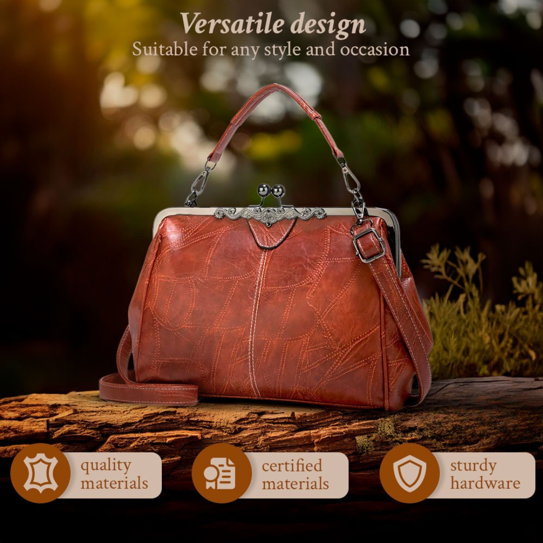 Chic black leather vintage shoulder bag for women. An elegant and versatile classic accessory.
