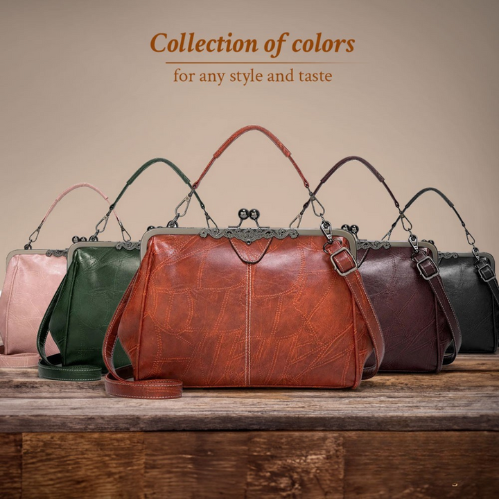 Versatile women's vintage leather crossbody bag. Elegant design, also worn as a classic shoulder purse.