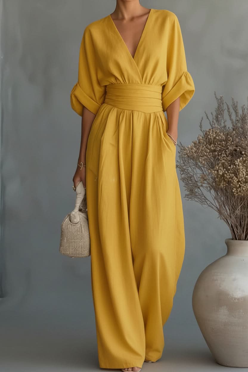 Comfortable women's vintage jumpsuit. Versatile one-piece for effortless casual wear or elegant evening fashion.