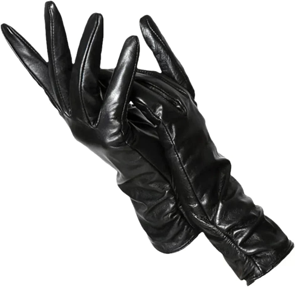 Modern women's warm winter gloves, plush and stylish handwear for cold weather fashionistas.