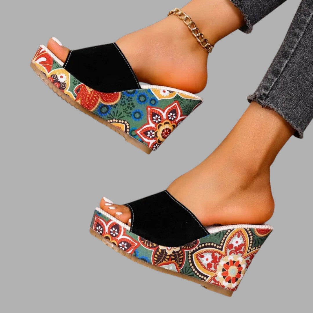Stylish women's wedge sandals, perfect for summer occasions & evening wear. Comfortable, elegant ladies' footwear.