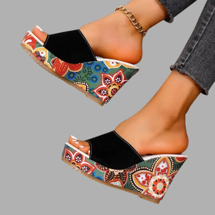 Stylish women's wedge sandals, perfect for summer occasions & evening wear. Comfortable, elegant ladies' footwear.