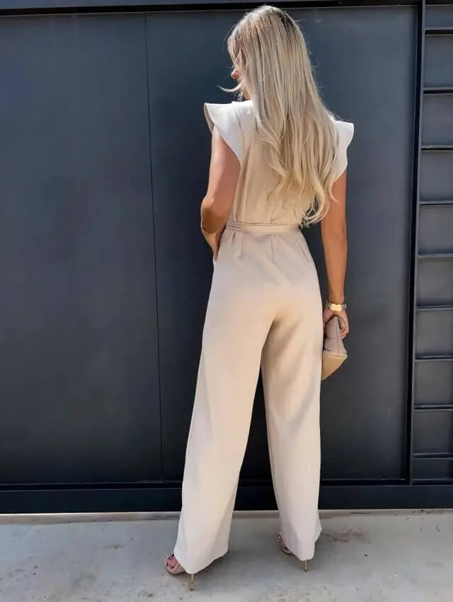 Women's wide leg jumpsuit for an elegant and sophisticated look, featuring butterfly sleeves.