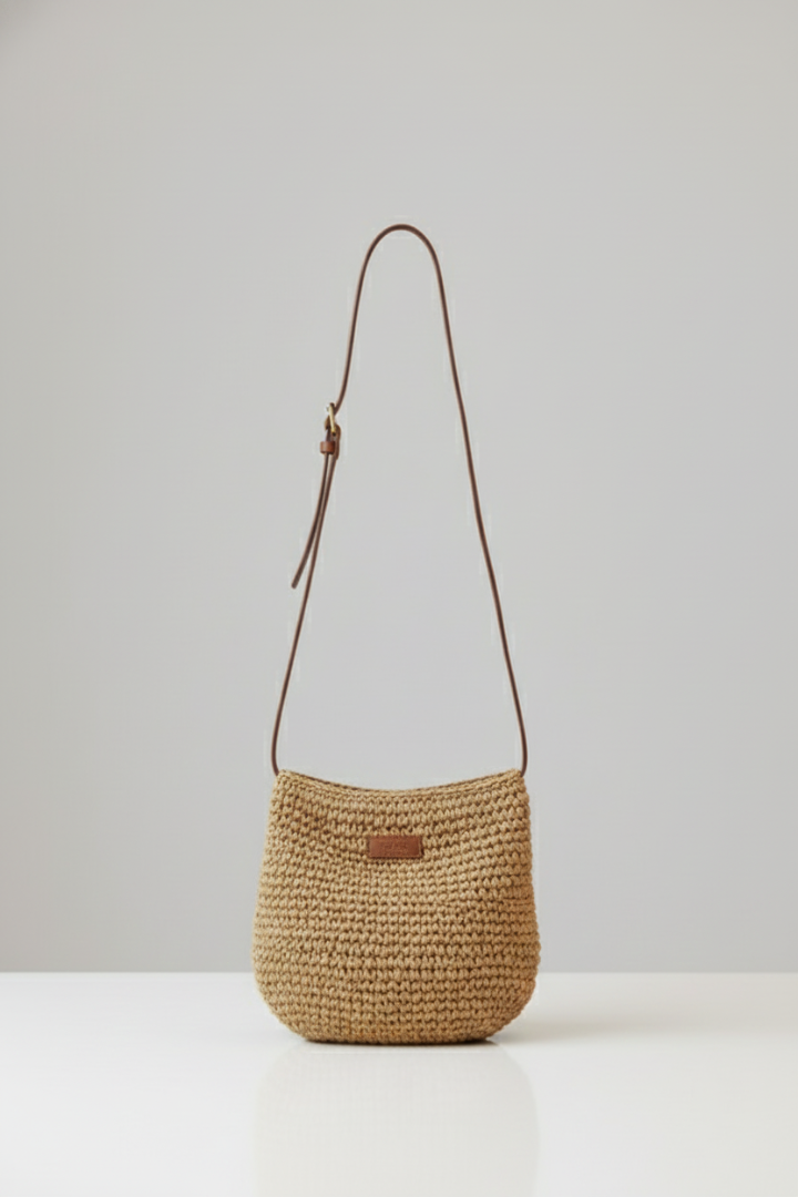 Chic women's woven shoulder bag, a compact everyday crossbody purse with elegant design & versatile style.