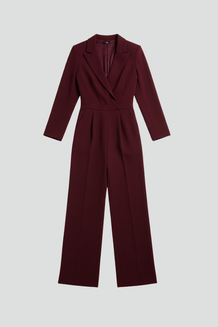 Elegant women's wrap front wide leg jumpsuit, perfect for sophisticated style.