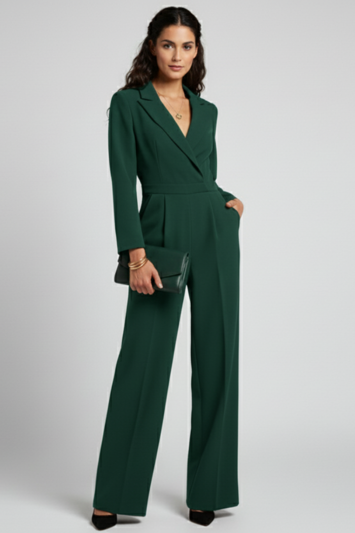 Comfortable & elegant women's wrap front wide leg jumpsuit, a versatile one-piece for any season.