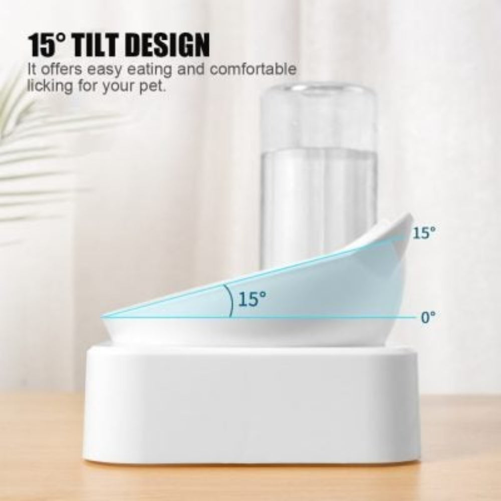 Anti-vomiting elevated cat bowl for pet feeding and integrated water dispenser, essential pet care