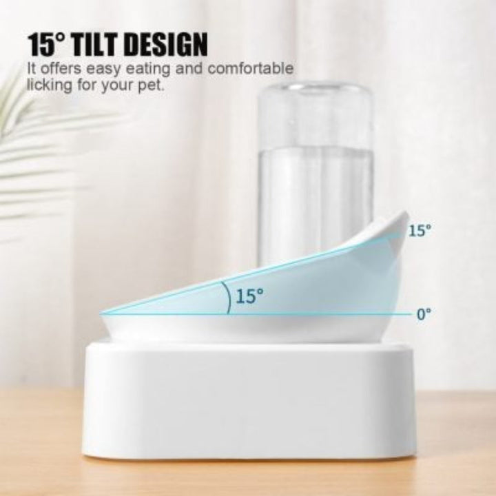 Anti-vomiting elevated cat bowl for pet feeding and integrated water dispenser, essential pet care