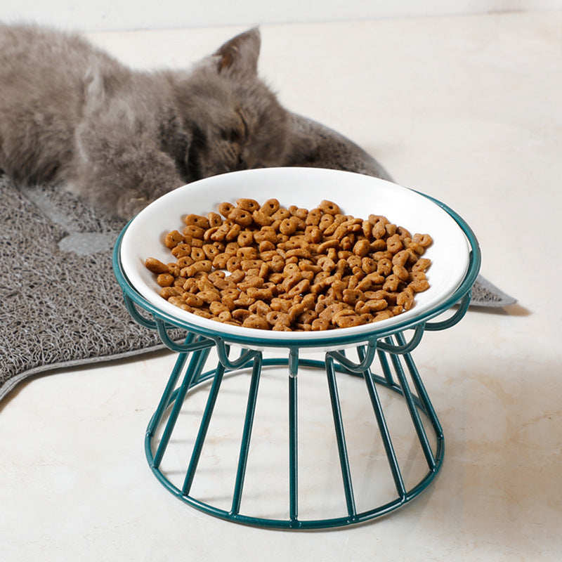 Anti-slip elevated cat bowls, ceramic, for improved digestion and comfortable eating