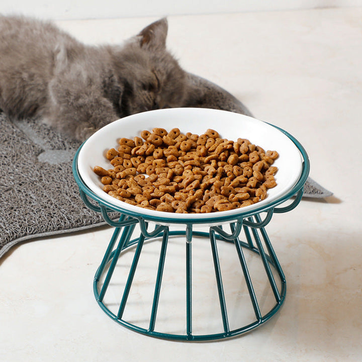 Anti-slip elevated cat bowls, ceramic, for improved digestion and comfortable eating