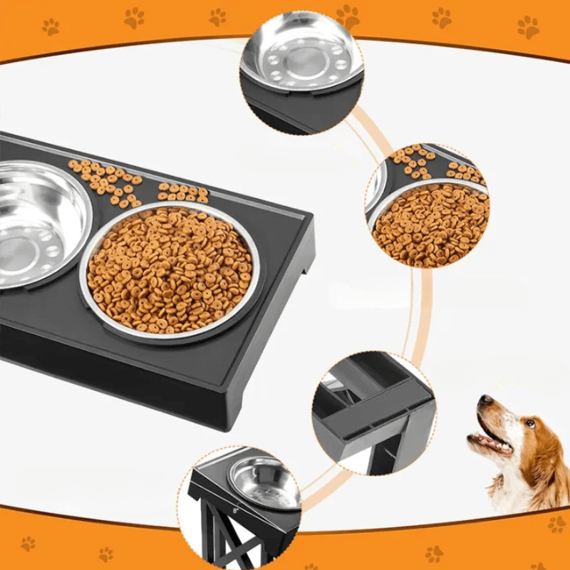 Raised dog feeder for large dogs, features slow feeder design and durable, easy-clean pet bowls