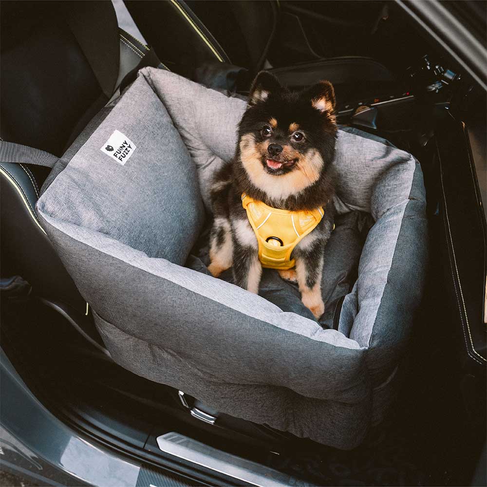 Durable dog car seat bed, waterproof, protecting your car while offering a comfortable elevated spot for your dog.