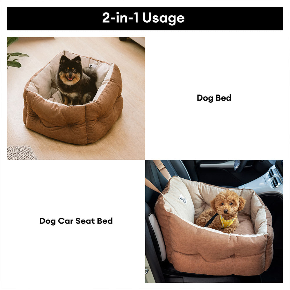 Luxury elevated dog car seat, black, designed for maximum pet comfort and vehicle interior protection.