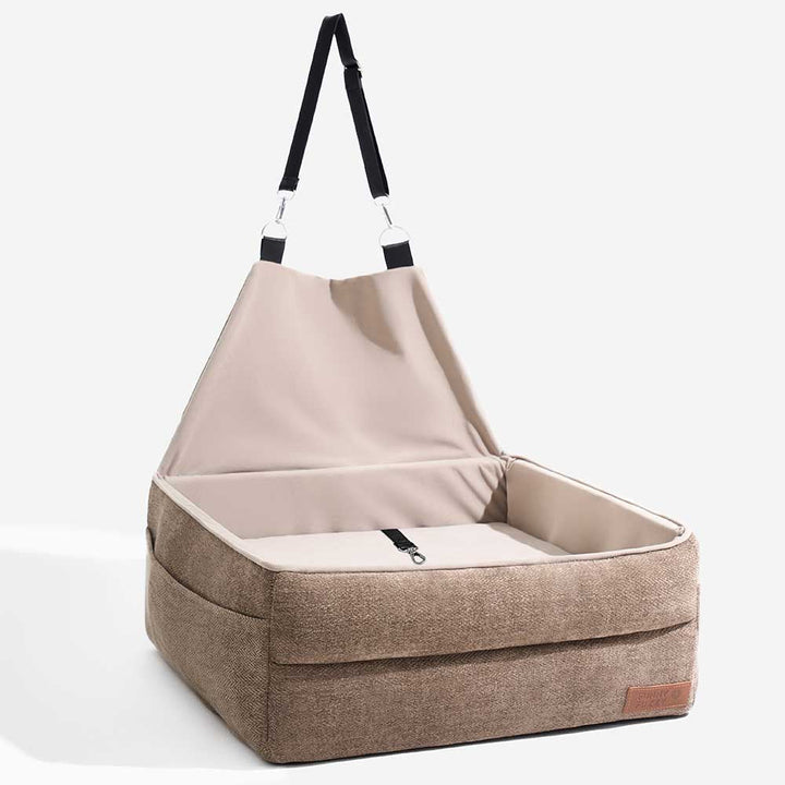 Thickened pet car seat for small dogs, grey, offering a secure and comfortable travel experience