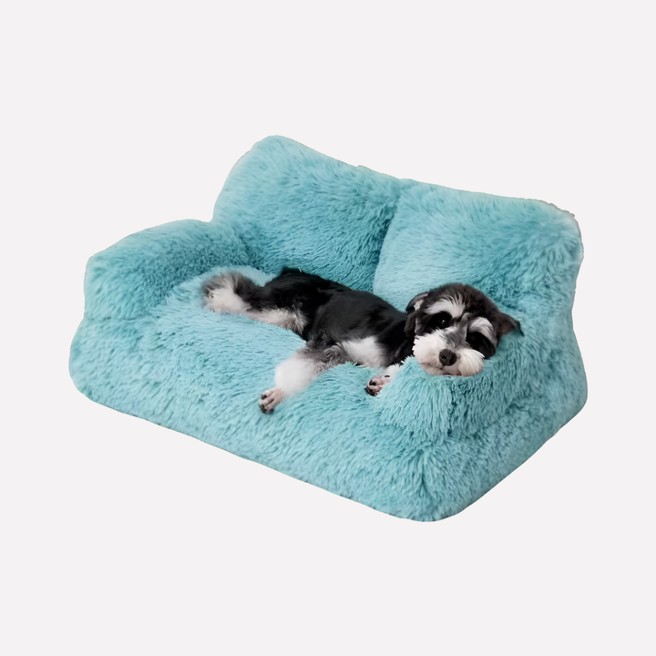 Washable pet bench bed, elevated for small dogs & cats, plush, non-slip base, cozy pet furniture