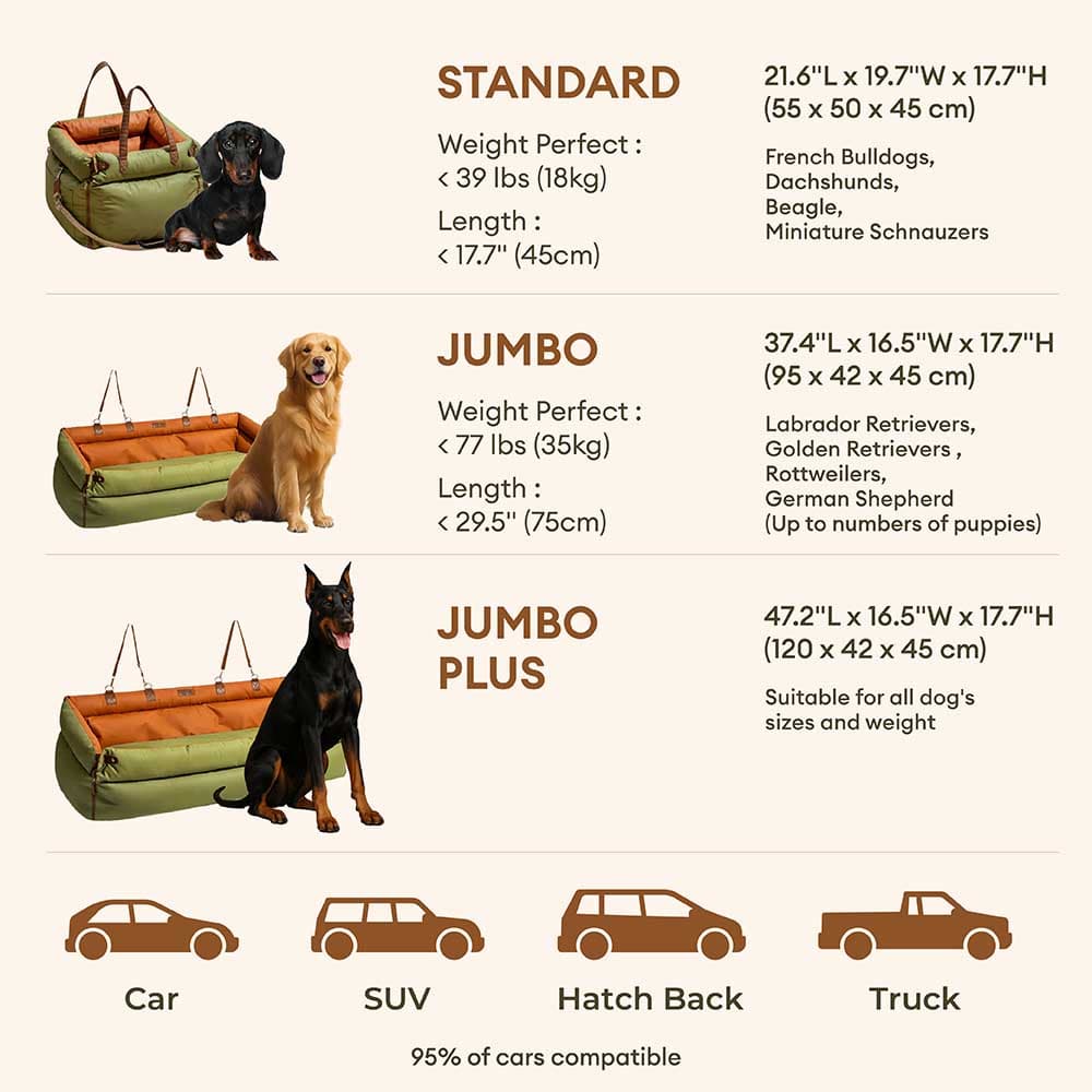 Medium dog booster seat for cars, faux leather, offering elevated comfort & washability