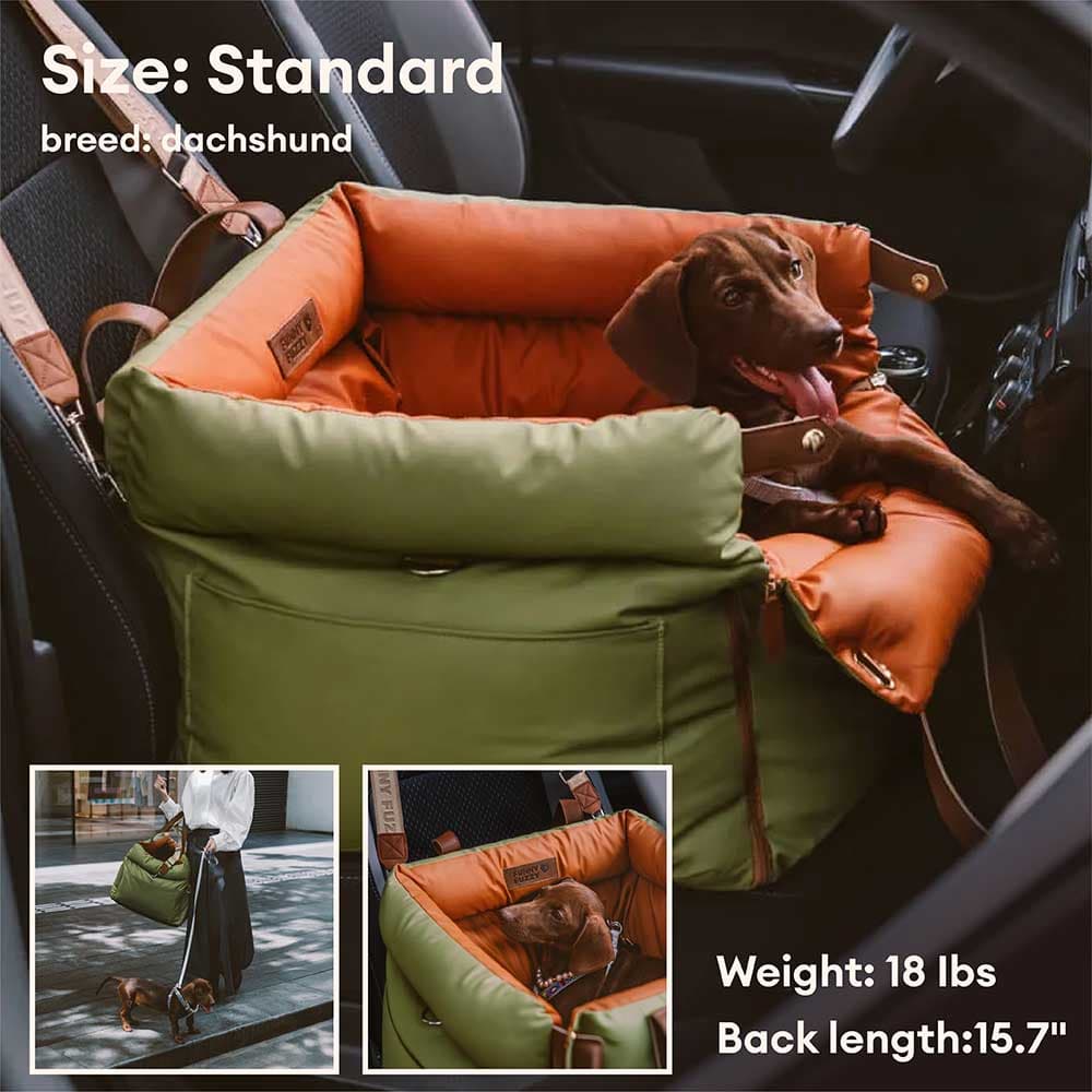 Comfortable dog travel bed that doubles as an elevated car booster seat for pet safety