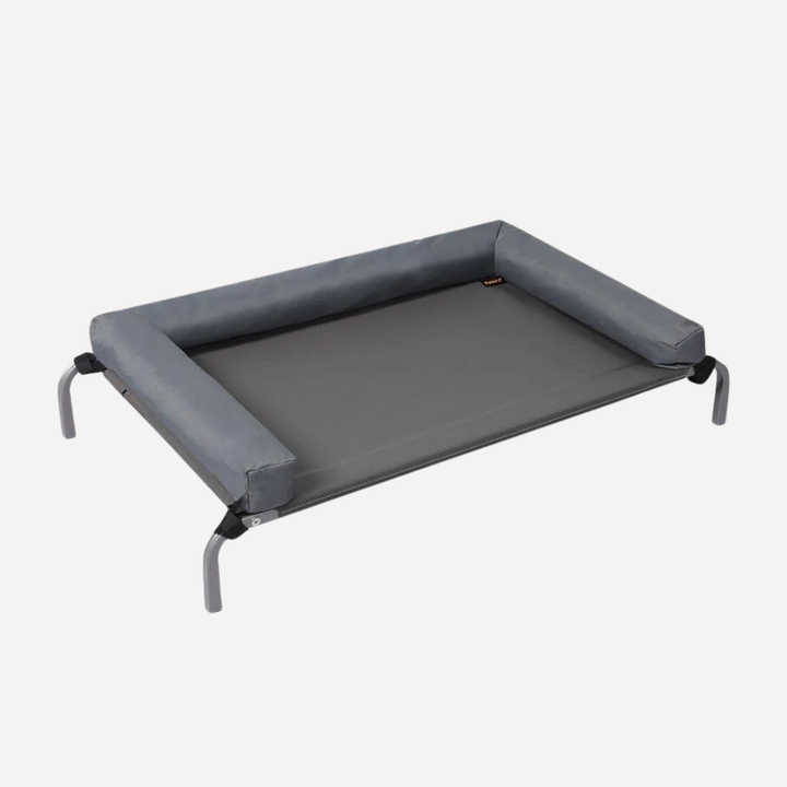 Durable elevated dog bed featuring a cooling mesh design, ideal pet furniture for hot weather relief.