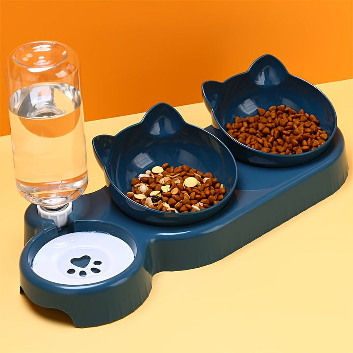 Unisex elevated pet feeder with water dispenser, promotes healthy posture, easy to clean.