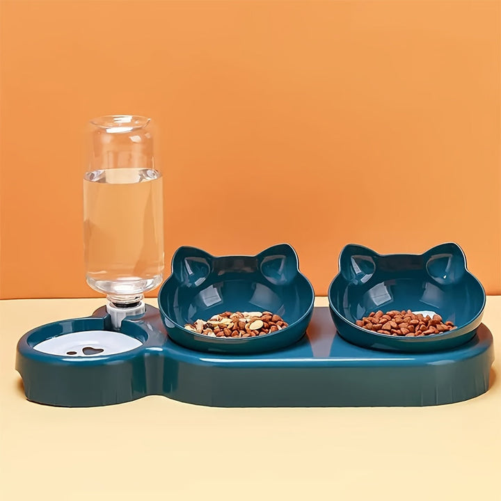 Durable pet feeding station for food and water, neck protection for small to large pets.