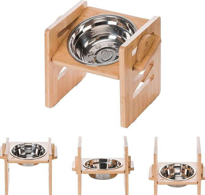 Easy-clean elevated pet bowls in stainless steel, a healthy feeding solution for all pets.