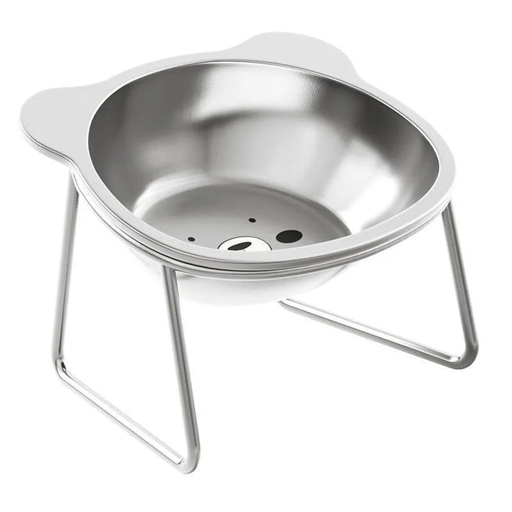 Stylish elevated feeder featuring two easy-clean stainless steel bowls, perfect for cats and small dogs' food and water.