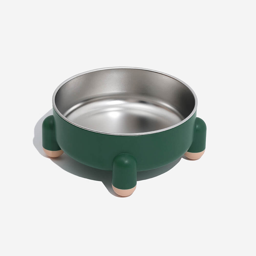 Elevated Tetrapod pet feeding bowl with stainless steel inserts for modern pet feeding station