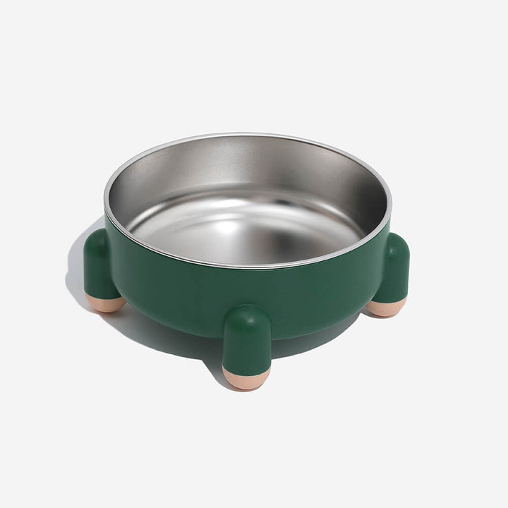 Elevated Tetrapod pet feeding bowl with stainless steel inserts for modern pet feeding station