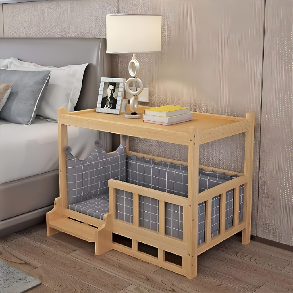 Elevated wooden dog house by Noko Pets, weather-resistant outdoor pet home for small to medium dogs