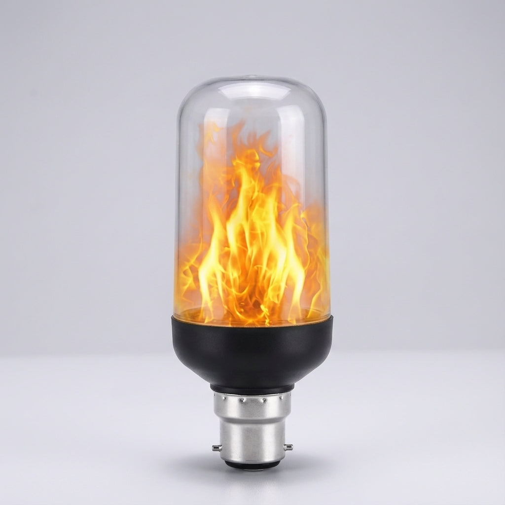 Warm Emberelle flickering flame LED bulb. Creates a cozy, safe atmosphere & unique decorative lighting effect.