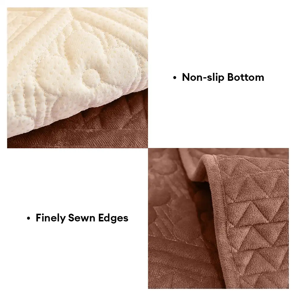 Luxurious plush sofa cover, non-slip backing, featuring an elegant embossed geometric pattern for home decor.