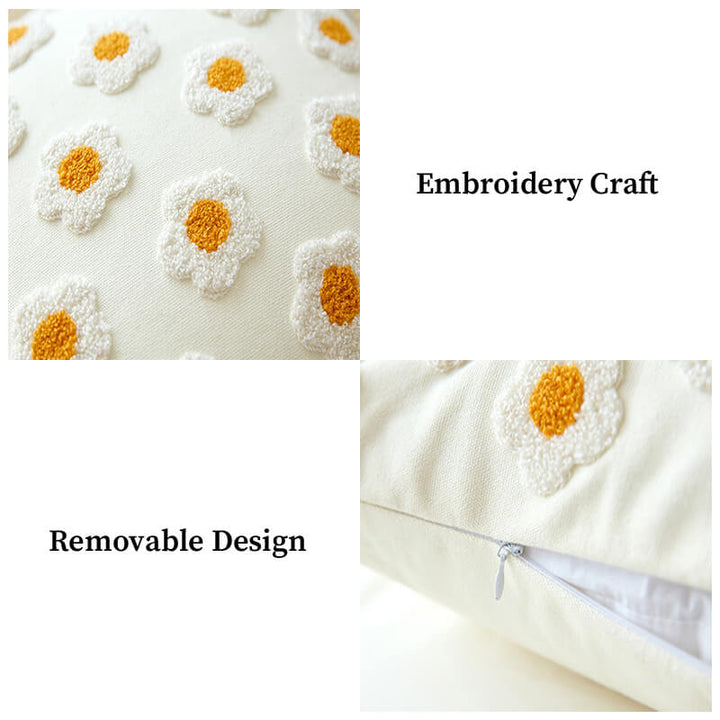 Embroidered decorative pillow featuring a stylish floral pattern, ideal for a cozy home