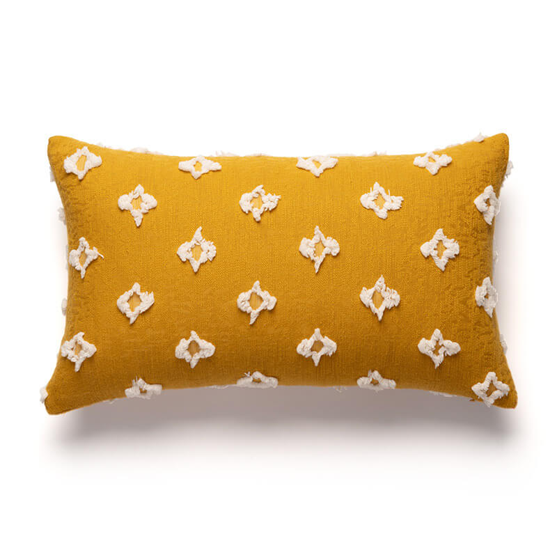 Square throw pillow with beautiful embroidered flower, a modern and decorative piece for living spaces