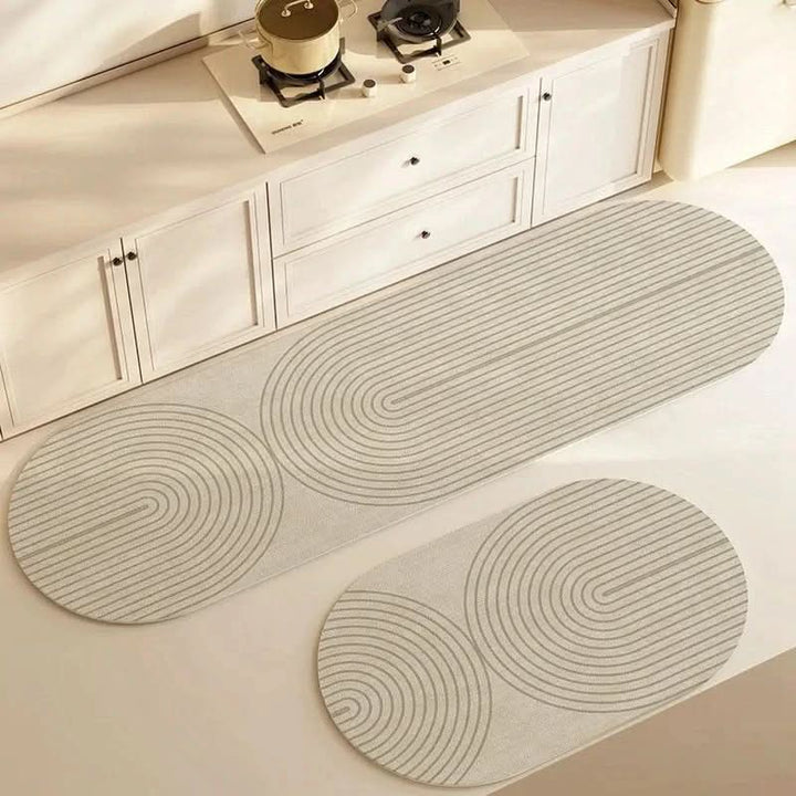 Relieve pressure with this ergonomic anti-fatigue kitchen mat, designed for comfort in home kitchens.