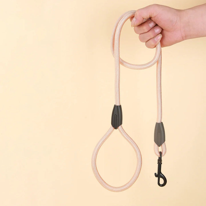 Close-up of ergonomic dog leash handle, showing soft padding and secure grip for pet owners
