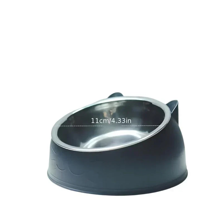 Single elevated cat bowl, stainless steel, perfect for healthy eating.