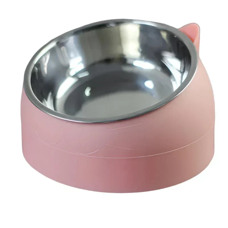Pet supplies: elevated stainless steel cat food bowl, promoting neck health.