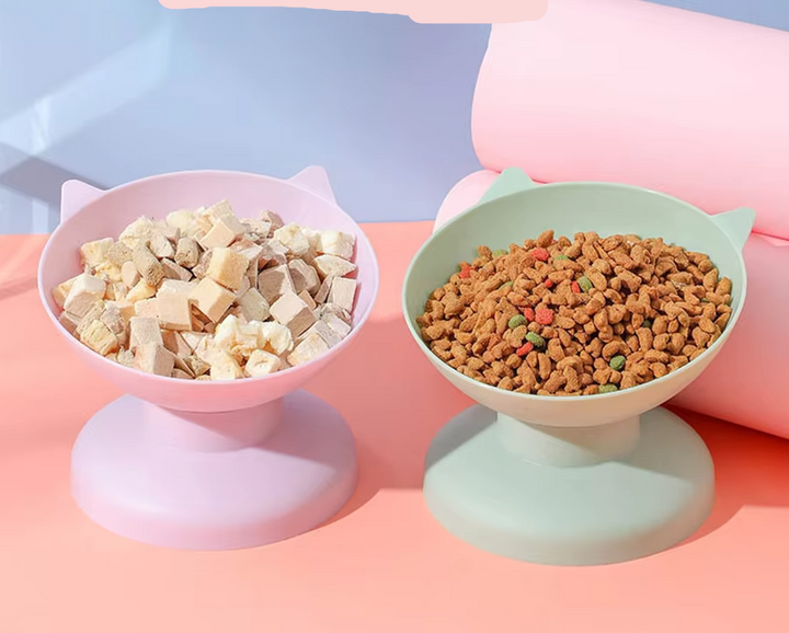 Raised ergonomic pet feeder, single bowl design, promotes healthy digestion in cats & small dogs.