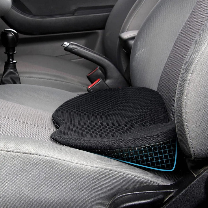 Ergonomic memory foam car seat cushion for sciatica relief & ultimate driving comfort.