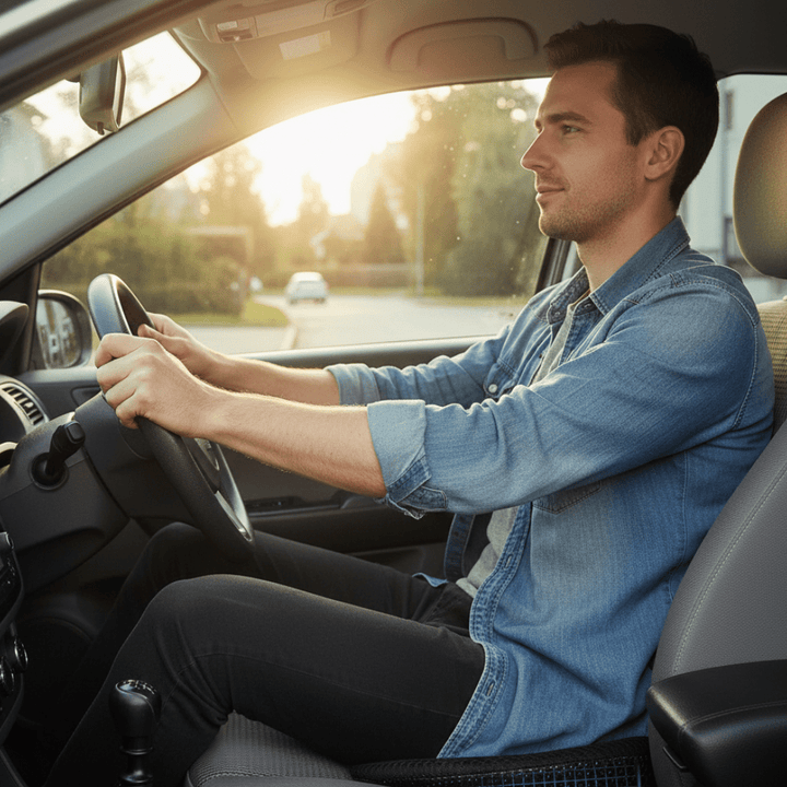 Premium memory foam car seat pad, providing ergonomic support for sciatica & posture.
