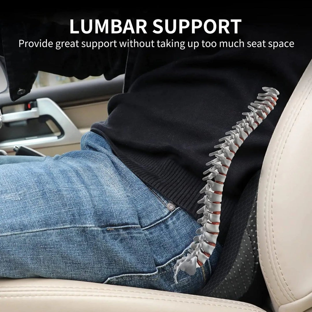 Contoured ergonomic car seat cushion with memory foam for superior posture & sciatica support.