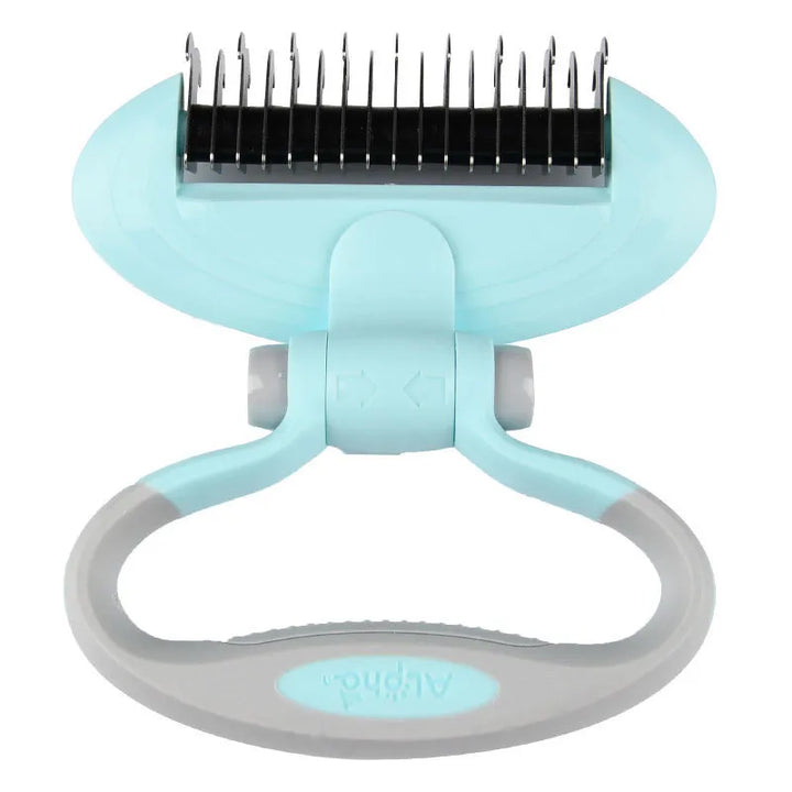 Versatile pet brush with a 360° rotating head designed for de-matting and grooming cats and dogs.